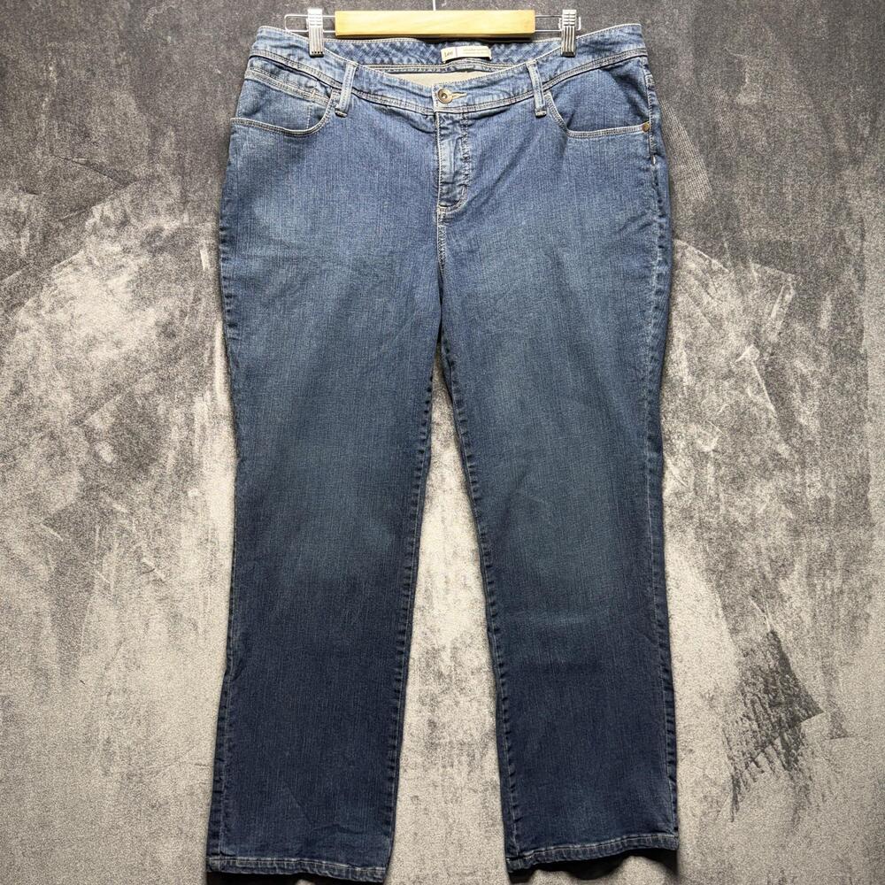 Lee Jeans Womens 16W Petite Blue Straight Low Rise Stretch Denim Slender Secret